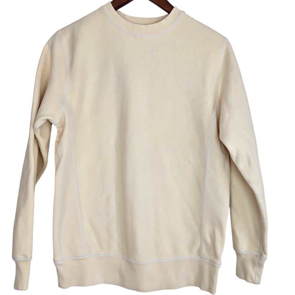 Independent Trading Co. Cream Minimalist Basic Fleece Crewneck Soft Classic XS